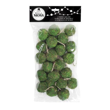 MOSS Ball Garland variety green 6FT,1"-2"SPHERES