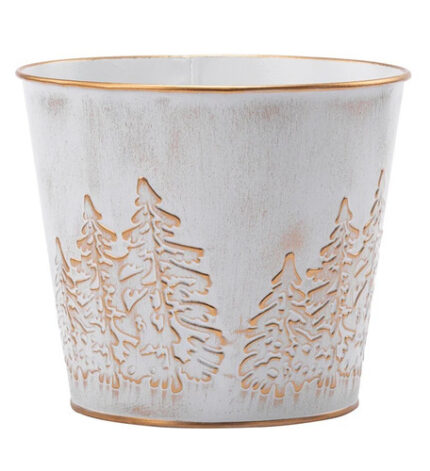 CER 6.5" WHT EMB Tree potcover