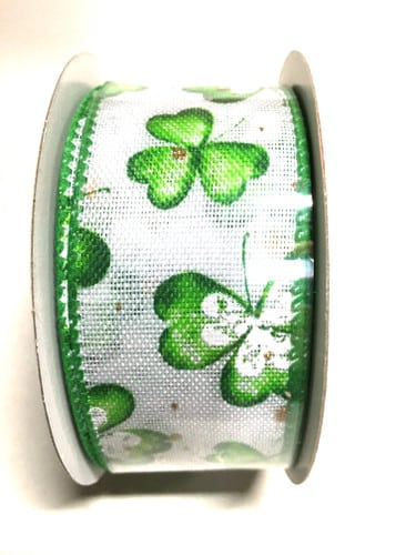 SP #40 White linen w/shamrocks 10yrds