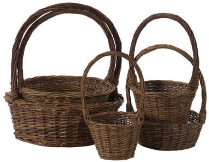 Bskt Sngl 8"x3" rnd rustic WLW
