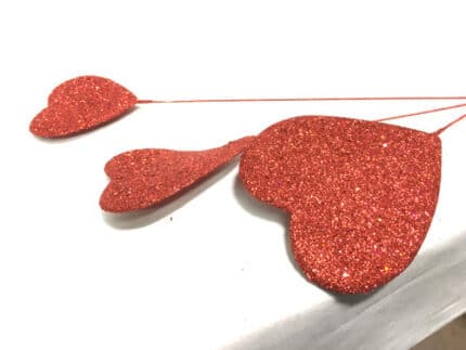 PICK Hearts Glitter Red 6PCS BAG #2451