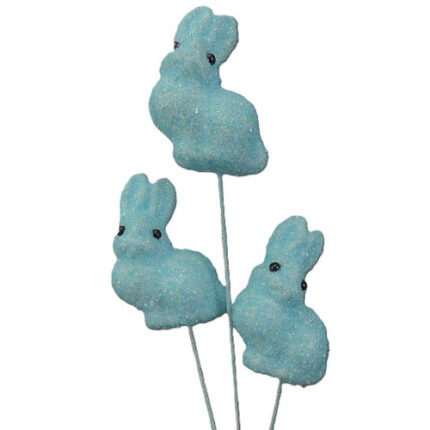 Glitter bunny pick 15" blue x3
