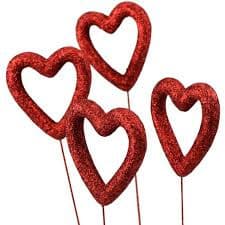 PICK OPEN GLITTER HEART 4STEMS