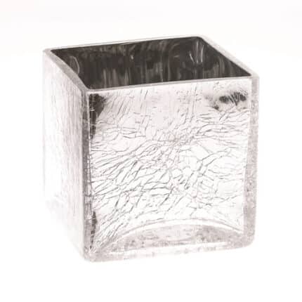 Cube 4.75" Silver crackle ea.