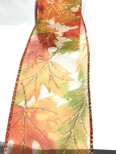 #40 Sheer big fall leaves 10yd