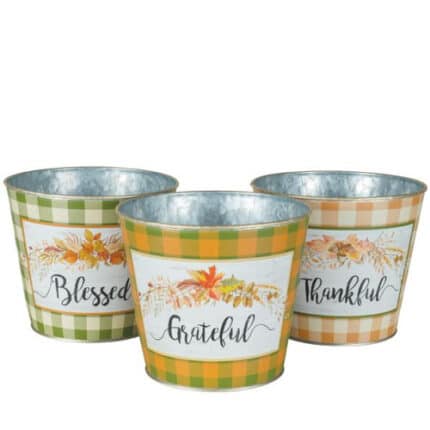 Metal Round Thankful Season Pot 6" (each)