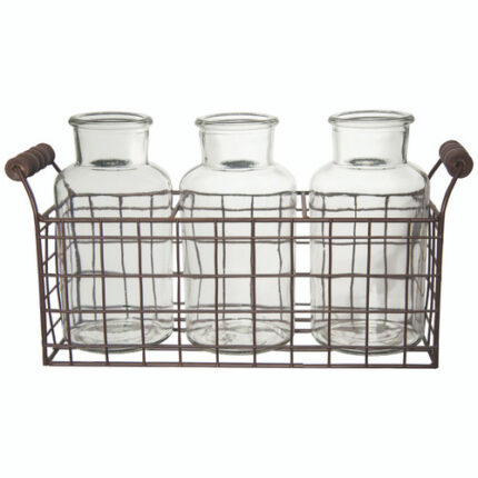 Bottles w/metal  6.75" farmhouse style 6cs