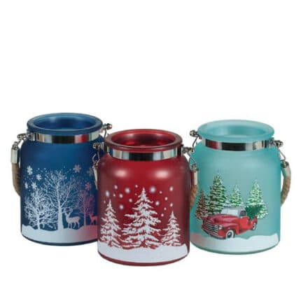 Round 4" lighted seas xmas w/lid EACH