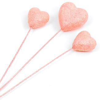 PICK HEART GLITTERED 6PCS #3638
