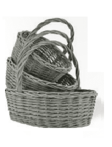 OVAL GREYWASH WILLOW BSKT x3 (