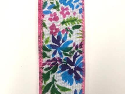 SPR #9 White linen w/ flowers 10yrds