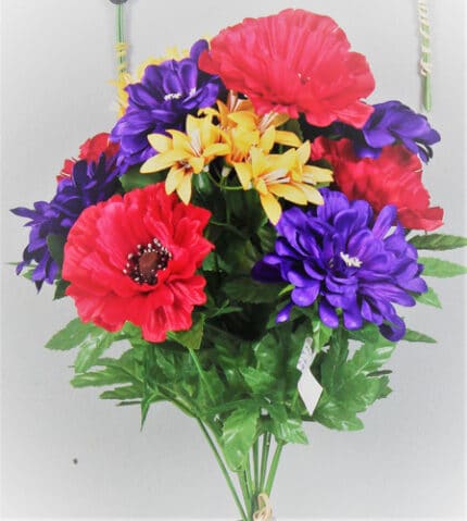 SILK poppy/zinnia bush x12 (mu