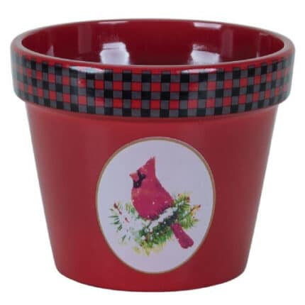 CER RND 4.75" Red cardinal pot