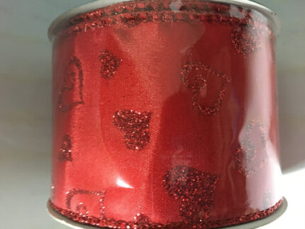 #40 red satin w/red glittered 10YRDS