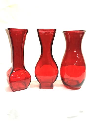 Rose vase 8" painted Ruby 12cs