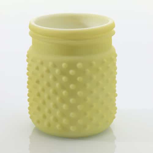 8cd693aa-797b-4209-92a6-247a23bfd7a8.jpg Hobnail Jar 4"x5" lt green each - Image 1
