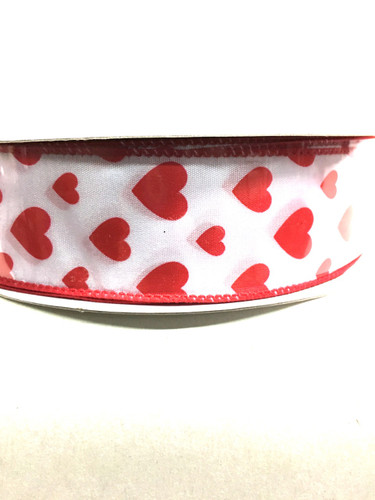 #9 wht stn w/red hearts 50yrds