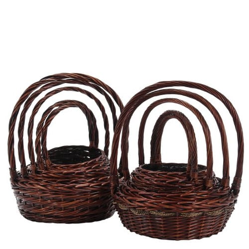 9765441b-f179-4d9a-b7b5-04837bc56333.jpg Bskt Setx5 round brn lacq willow set - Image 1