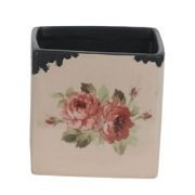 CERAMIC CUBE 4"W/ROSES 7444PTR