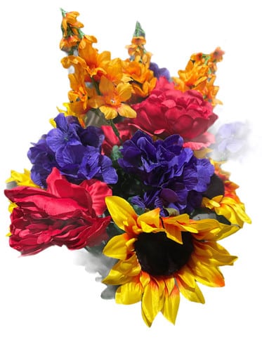 Silk sunfl/hyd/delph/peony bush X18 EACH
