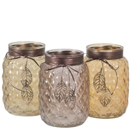 Fall Asst Glass w/ metal leaf 8" 12cs