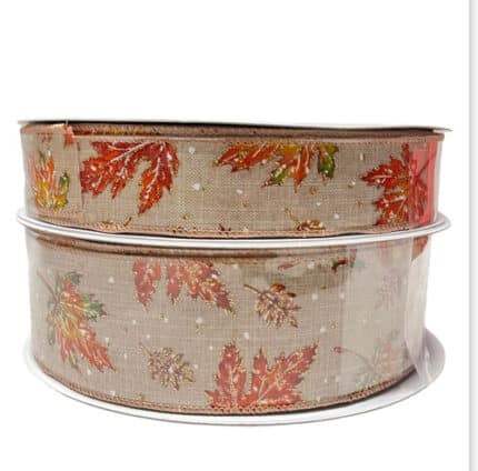 FALL #9 nat linen/leaves-glit dots 50 yrds