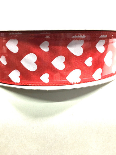 #9 red stn w/wht hearts 50yrds
