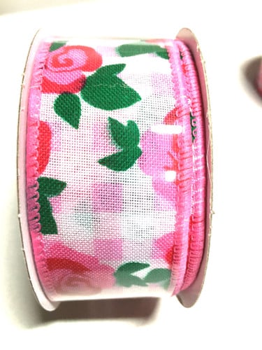 SPR #9 Gingham Pink w/pink roses 10yrds