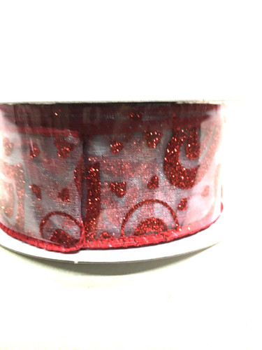 #9 wht sheer w/red glittered h