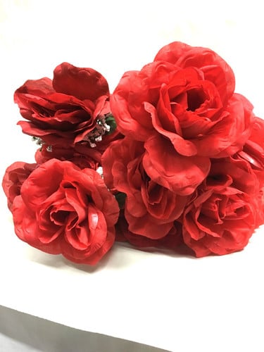 Silk Open Rose W/Gyp Red 1680R