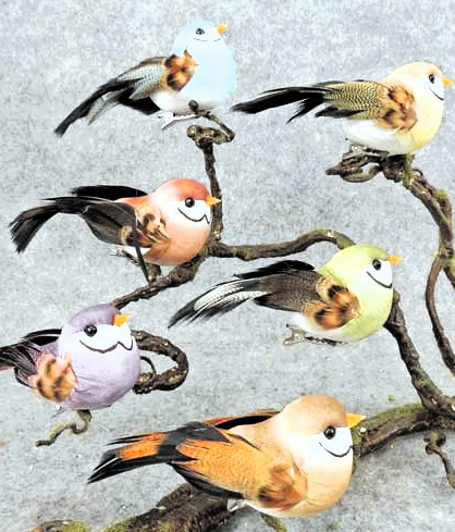 BIRD 4" mush/fea w/clip asst 1