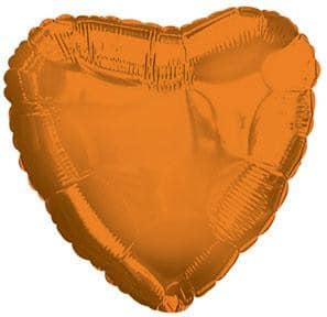 Mylar orange heart 5/pk