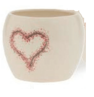 POT 4..5"WH/HEART 4422 EA