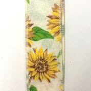 SPR #9 Ivory linen w/sunflowers 10yrds