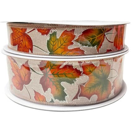 FALL #9 nat linen/fall dotted leaves 50 yrds