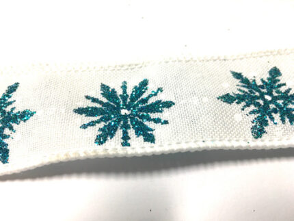 #9 DWI white linen w/turq snowflake