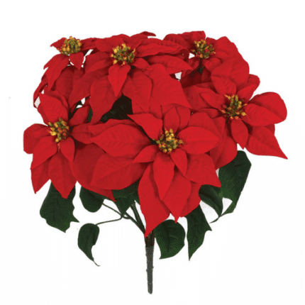 Poinsettia Red Velvet Bush Pick 18"  x5
