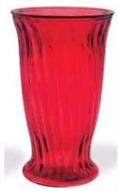 Ribbed glass vase Ruby 6"x12" 4cs G01013