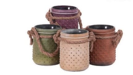 RD VINTAGE GLASS W/ROPE HANDLE