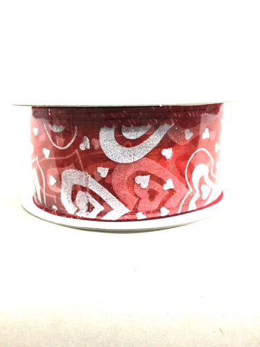 #9 red sheer w/wht glittered h